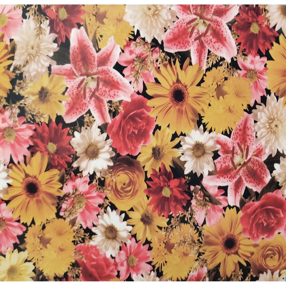 Vinyl Flannel Back Tablecloth 52"x108" Oblong, MULTICOLOR FLOWERS #5, Broder